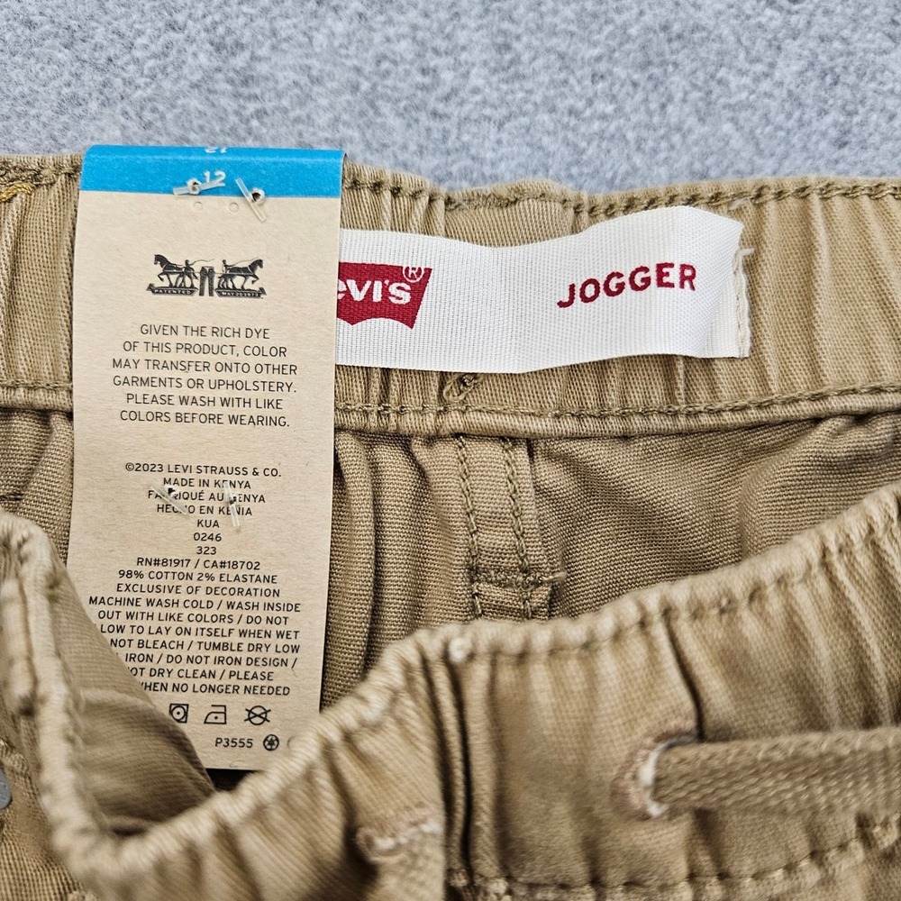 LEVIS Jogger Kids 12 Tan Khaki Twill Elastic Cuff Casual School Classic - Picture 6 of 11